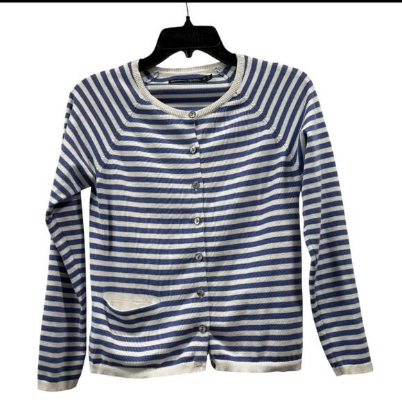 Gudrun Sjoden Blue and White Striped Cardigan Sweater Organic Cotton Size XS - Picture 1 of 12